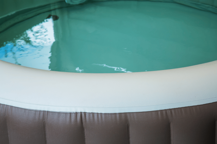 Close-up of an inflating hot tub