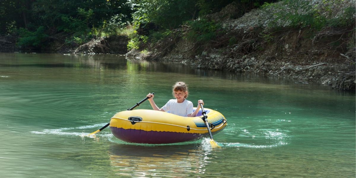 Girl in inflatable boat