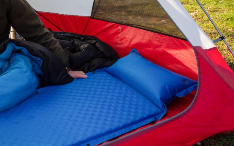 blue camping inflatable sleeping pad