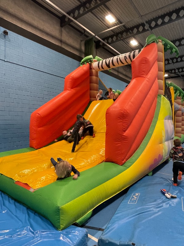 my kids party with bouncy slide.