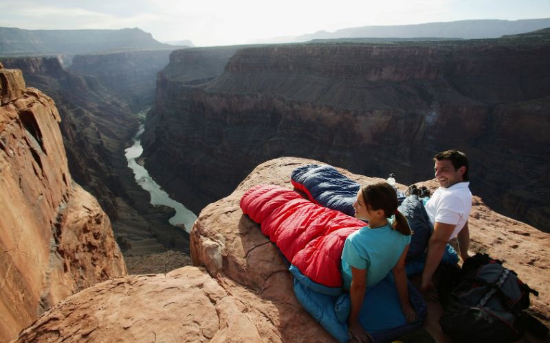 couple in sleeping bags