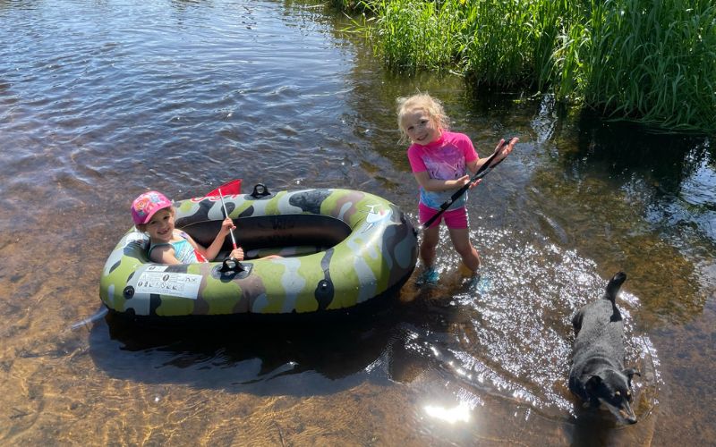 little girls enjoying in the water