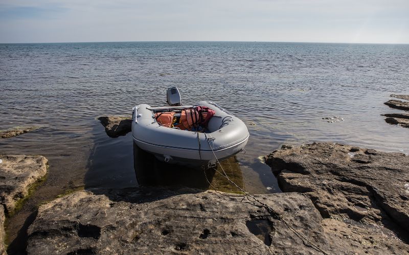 inflatable boat on calm waters