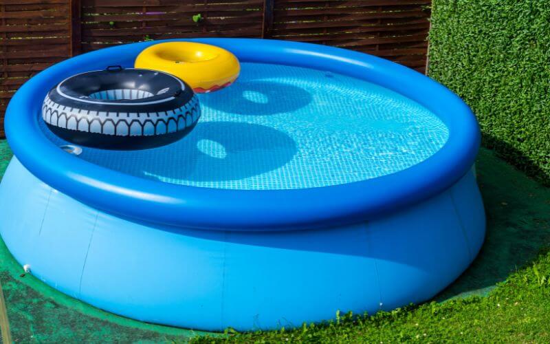 Inflatable pool on grass