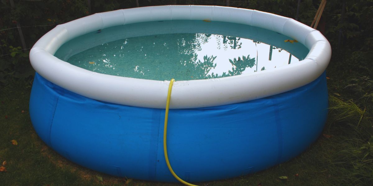 inflatable pool on the grass