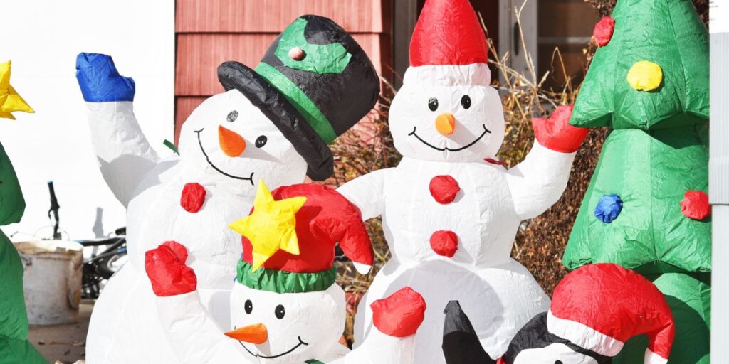 inflatable snowman family