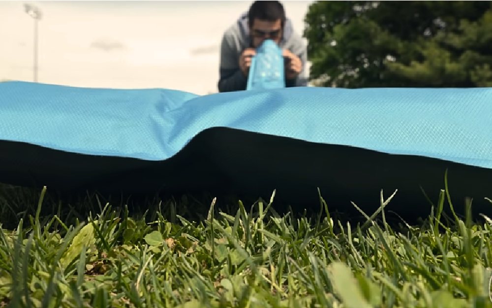 inflating air bed mattress using mouth