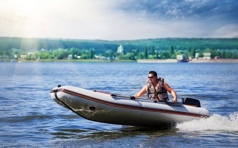 man in inflatable boat